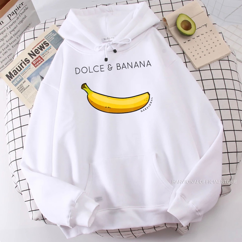 Parisdivarious Sweater Hoodie Jemper Dolce Banana Bahan Fleece Size S - XXL (Pria &amp; Wanita)