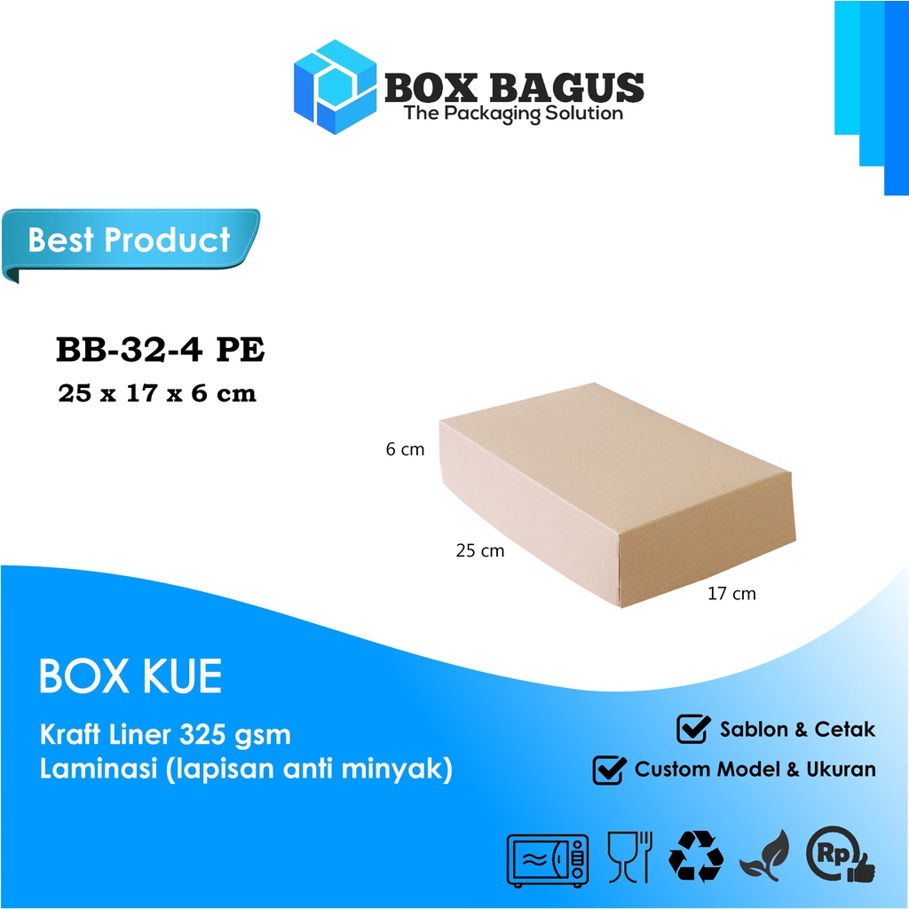 BOX DUS KOTAK HAMPERS ROTI BOLU MAKANAN NASI BENTO KUE SNACK 25x17x6 cm PAPER KRAFT 325 gsm LAMINASI