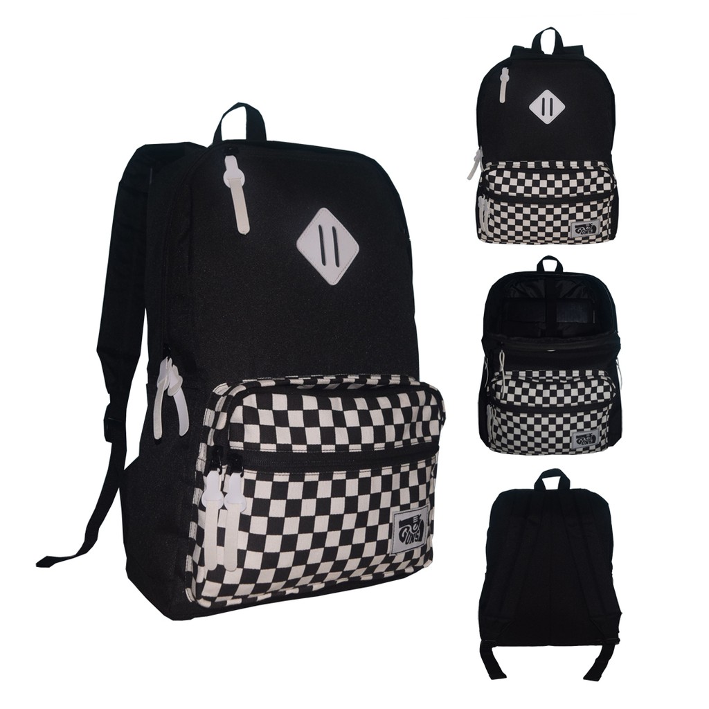 COD - Tas Sekolah Pria Tas Ransel Pria Tas Punggung Pria Tas Distro Pria Backpack Motif Catur Keren