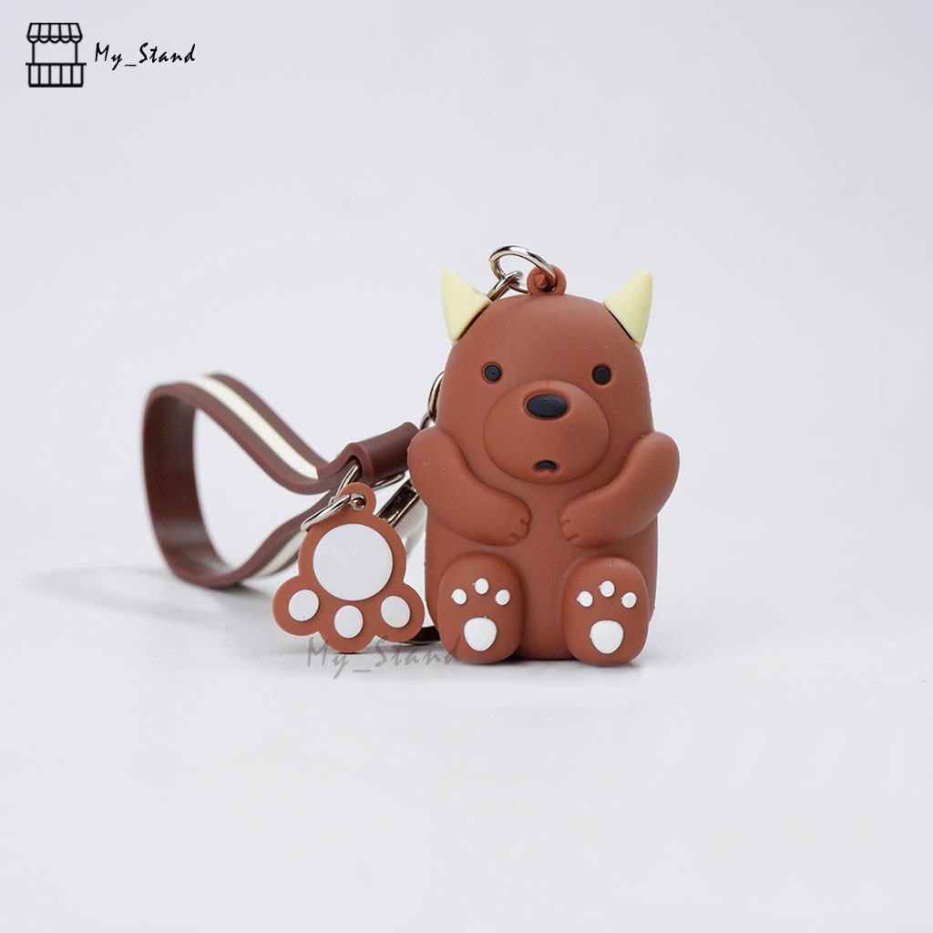 Gantungan Kunci Devil WBB We Bare Bear Keychain Karet Silikon Ganci Tas Beruang Panda Grizzly Ice Ga