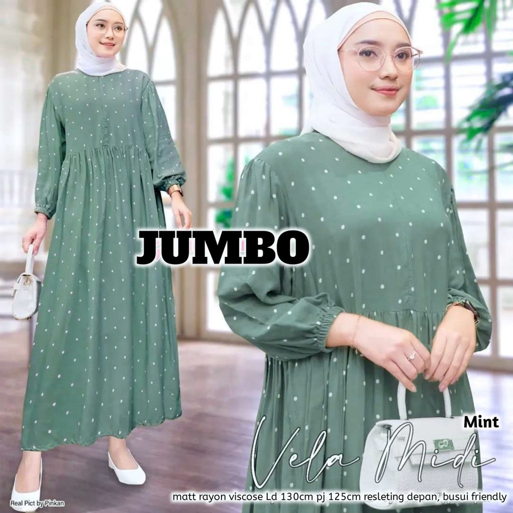 Vela Midi Dress Bahan katun Rayon Viscose premium baju Wanita Nyaman Dipakai motif Terbaru Kekinian