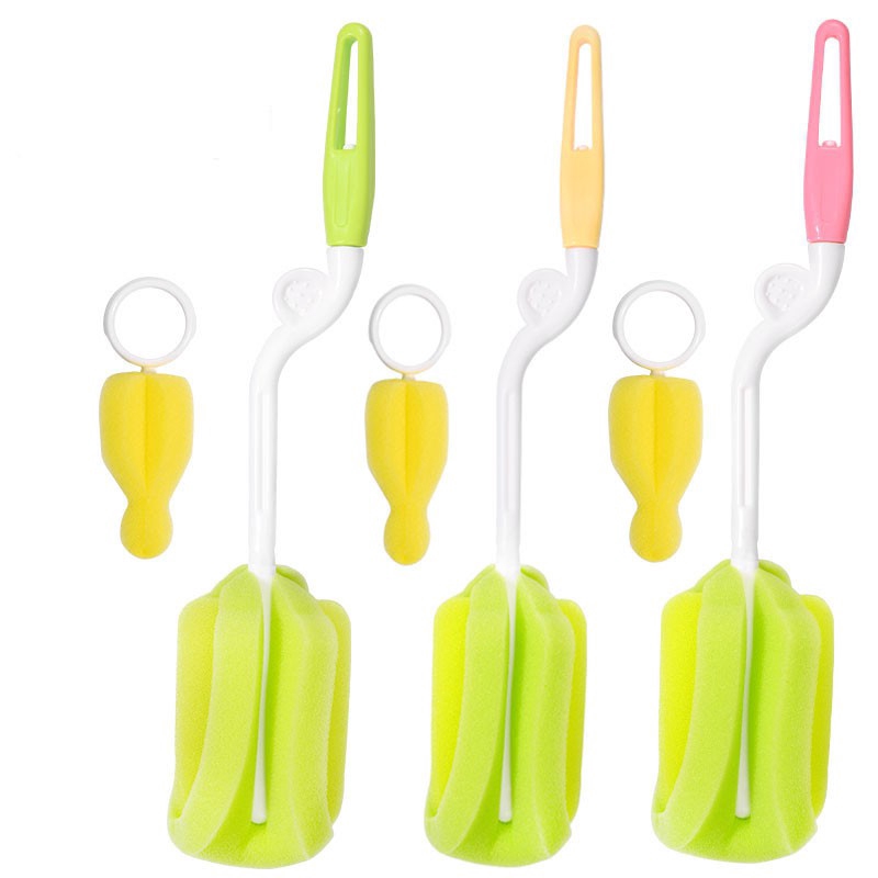 6Pcs/set Bottle Sponge Cleaning Brush 360 Degree Rotating Baby Pacifiers Brush Tools Straw Brush Set