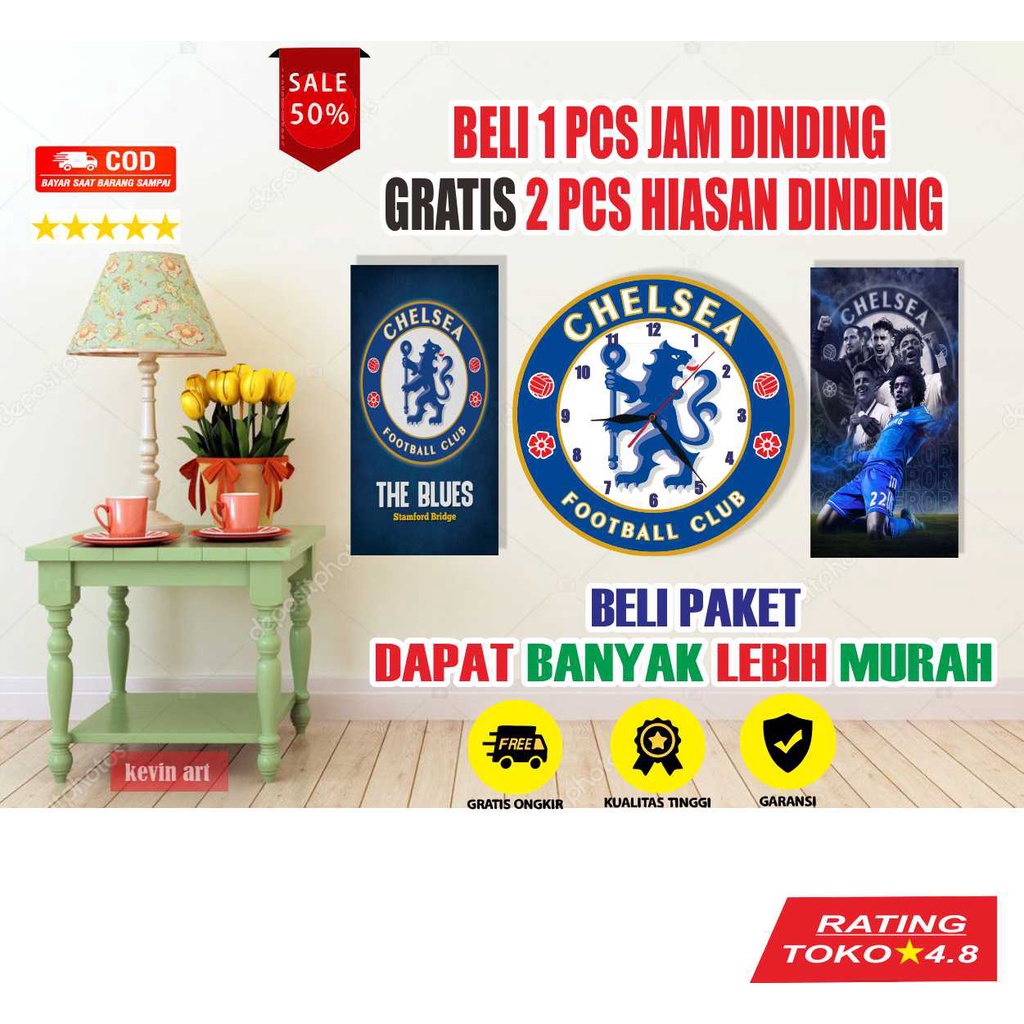 JAM DINDING MINIMALIS LOGO CHELSEA KLUB BOLA INTERNASIONAL UNIK KEREN DAN MEWAH AESTHETIC HOBI KOLEKSI PAJANGAN DINDING DEKORASI RUANG TAMU KALIGRAFI BESAR ARTISTIK KAYU CUSTOM TEMPEL TEMBOK TERLARIS DISKON BISA BAYAR DITEMPAT POSTER DINDING PERNAK PERNIK