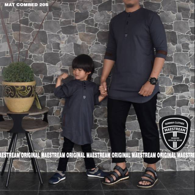 Koko couple ayah anak premium koko polos koko kaos 20s muslim modern