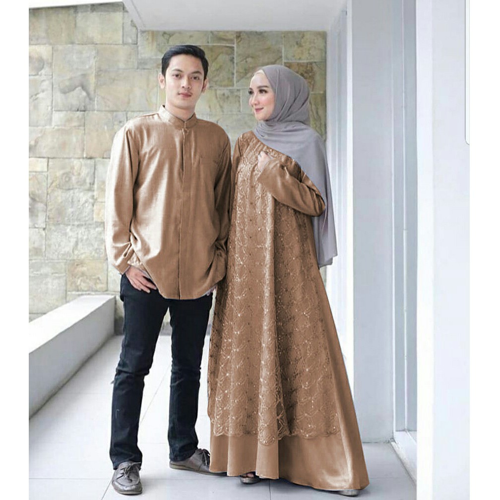 IZ- COUPLE TANTRI baju pasangan pesta kemeja pria dan gamis syari dress muslim wanita