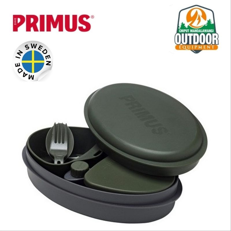 Primus Meal Set Green Tempat Makan Gelas Mangkuk Sendok Garpu Outdoor