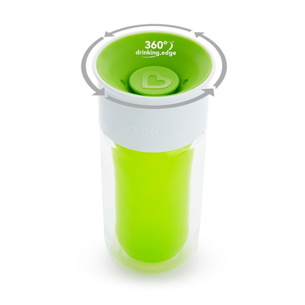 Munchkin Miracle Insulated Sticker Cup Gelas Minum Insulasi Anak Dengan Stiker Green Hijau 266ml