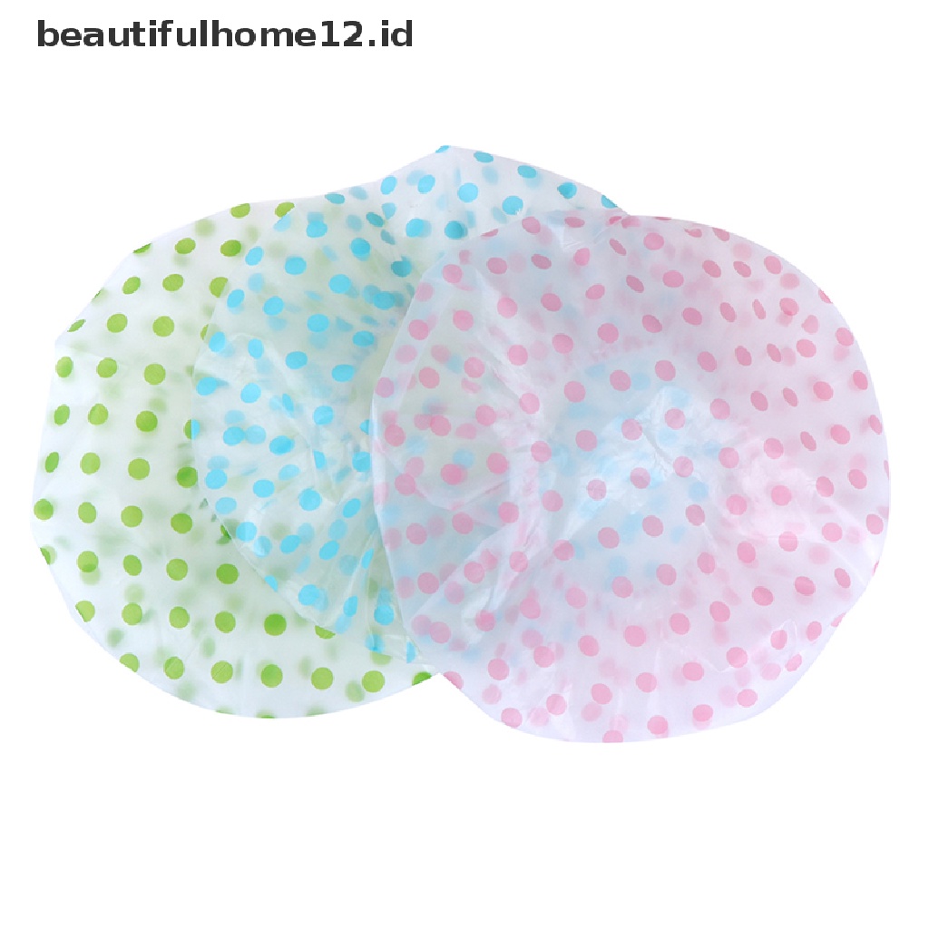 【beautifulhome12.id】 Adult Shower Cap Plastic Waterproof Reusable Hair Bath Hat Shower Care .