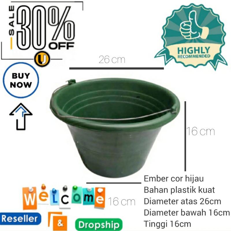 EMBER COR WARNA HIJAU / EMBER COR KARET/EMBER ANTI PECAH/ EMBER BANGUNAN/EMBER AIR/EMBER SEMEN/KARET