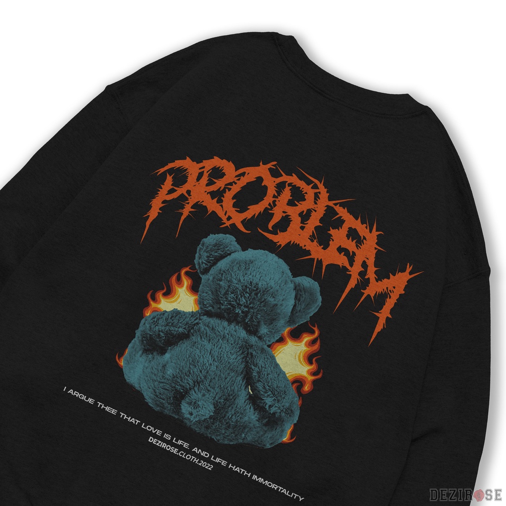 DEZIROSE Sweater Crewneck Bear Problem Pria &amp; Wanita Distro Fleece Tebal Premium Size M-XXL