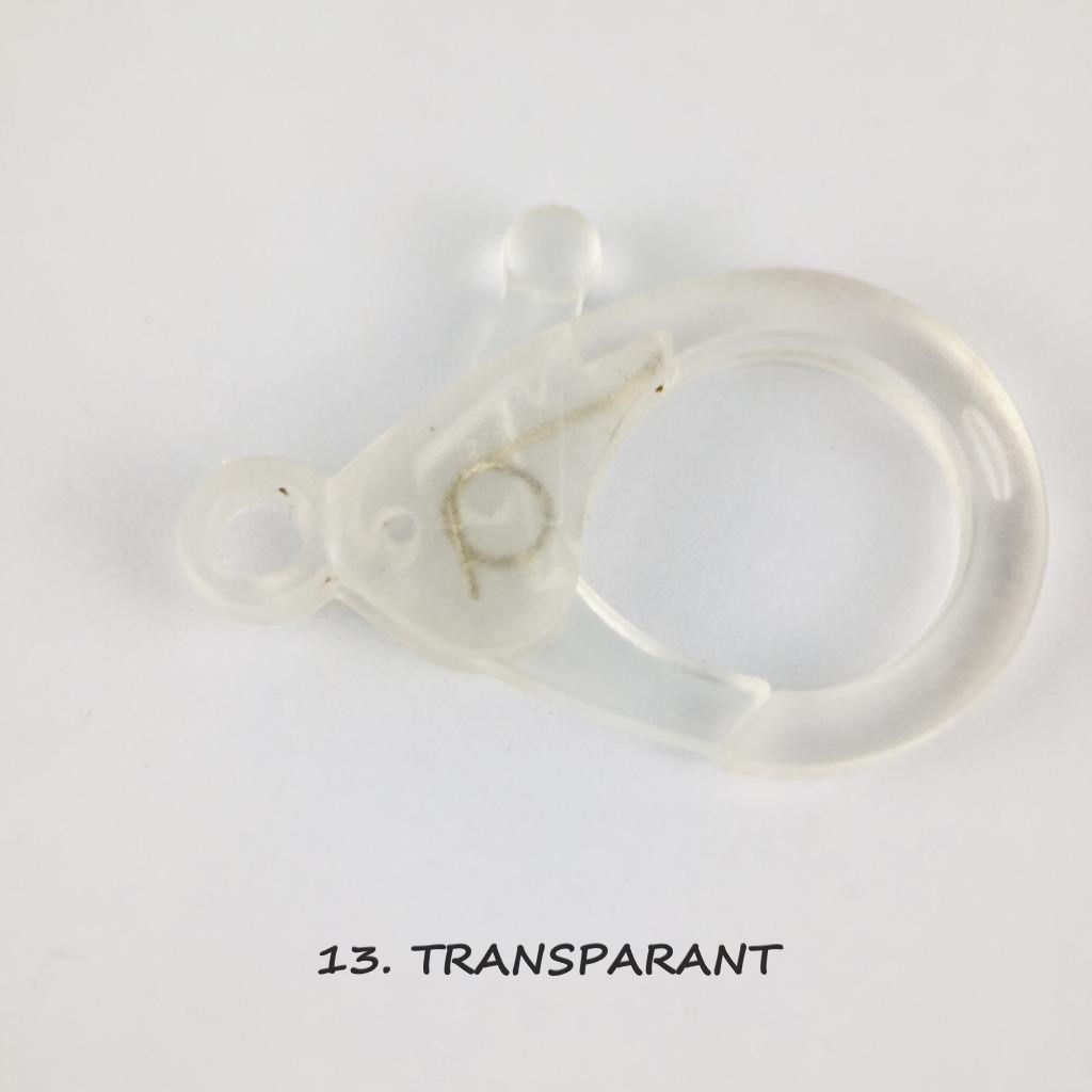 Kaitan Kokot Udang Plastik Claps Plastik Uk 35mm Warna/i Doff Harga/Pc-13.TRANSPARANT