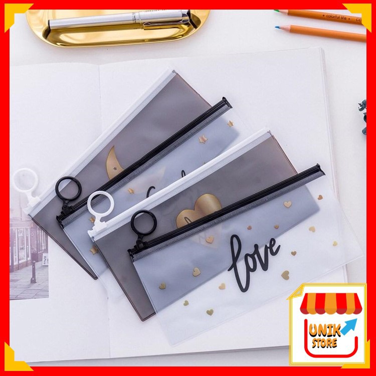 

Unik - S652 Tempat Pensil Zip Tansparan / Organizer Bag / Tempat Alat Tulis / Stationary