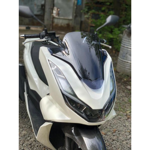 windshield pcx 160 standar bening smoke hitam pekat