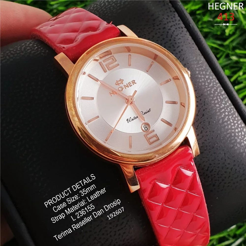 Jam Tangan Wanita Hegner 413 Rose Gold White Dial Original