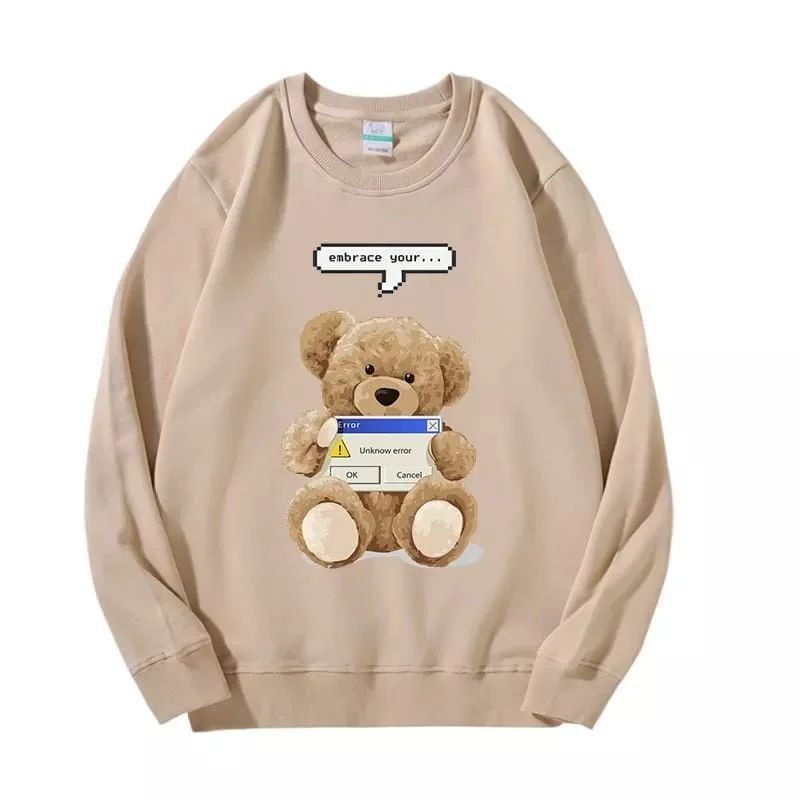 EMBRACE BEAR L - XL PRINTING SWEATER FLEECE Real Pict