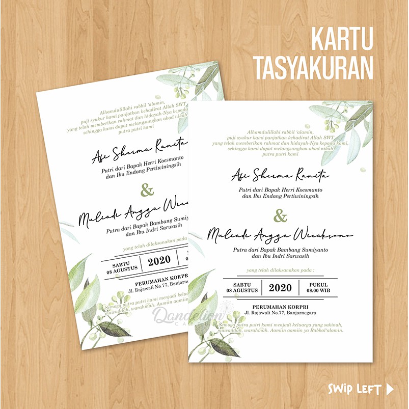 KARTU TASYAKURAN PERNIKAHAN