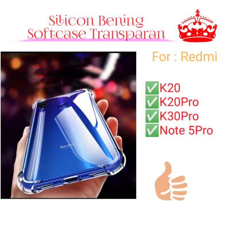 Case Redmi K20 K20Pro K30 K30pro Note 5 5pro Pro Silicon Softcase Bening Transparan Casing Cover