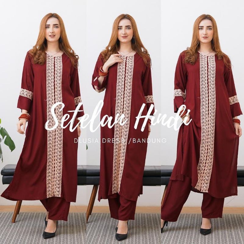 DLUSIA SET / SETELAN HINDI / SET INDIA PANJANG BUSUI RAYON
