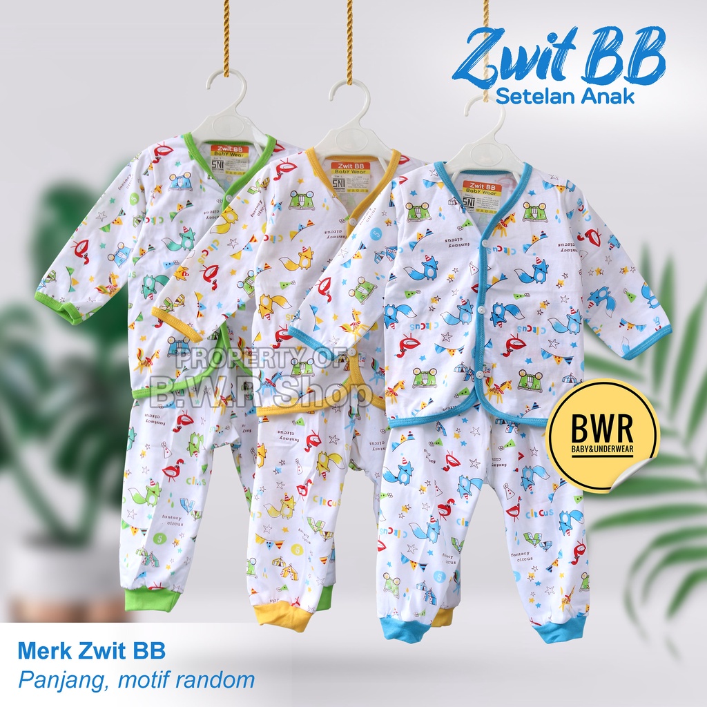 Setelan Zwit BB KANCING PANJANG MOTIF Random / Setelan Anak Bayi Unisex Kaos Celana Panjang | Bwr | MOTIF