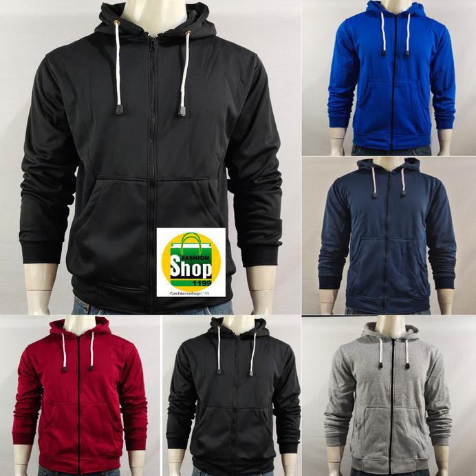 JAKET HOODIE ZIPPER POLOS JUMBO/XXXL - HITAM, XL