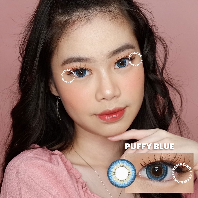 Softlens Puffy 3 Tones Blue / Biru Normal Minus Beda Minus