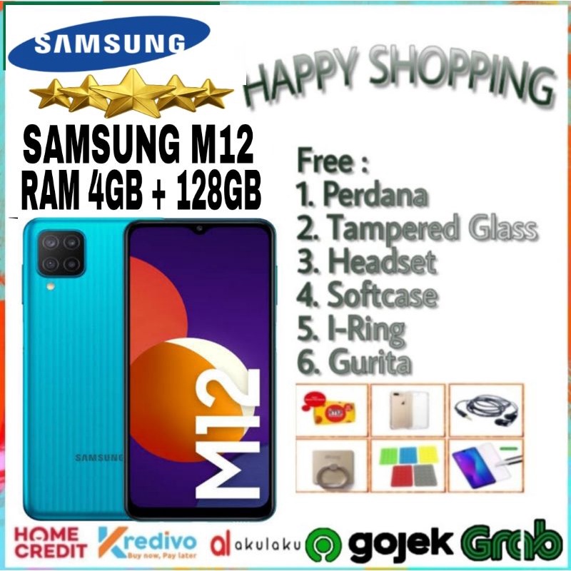 SAMSUNG M12 4/64GB RAM 4GB ROM 64GB & 3/32GB GARANSI RESMI SAMSUNG
