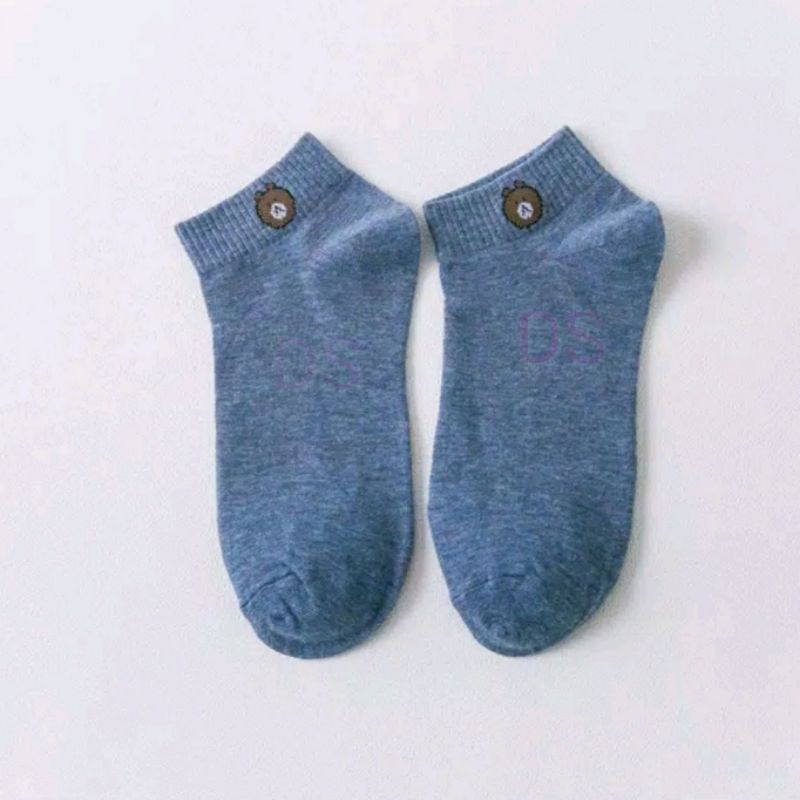 KAOS KAKI BERUANG WARNA WARNI REMAJA  PENDEK MATA KAKI / KAOSKAKI ANKLE CUTE BUNGA DAISY BEAR DS-BERUANG - BIRU TUA