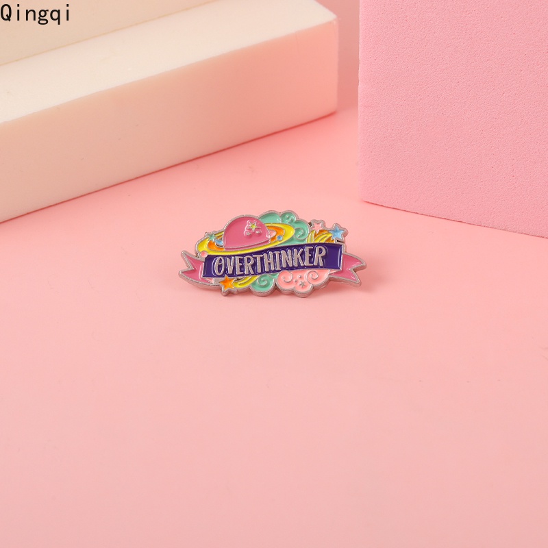 Bros Pin Enamel Desain Kartun Space Overthinking Warna-Warni Untuk Anak