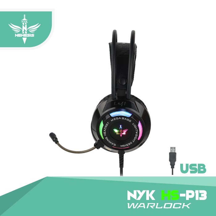 NYK HS-P13 Warlock Nemesis RGB USB 7.1 50mm Surround Gaming Headset LED