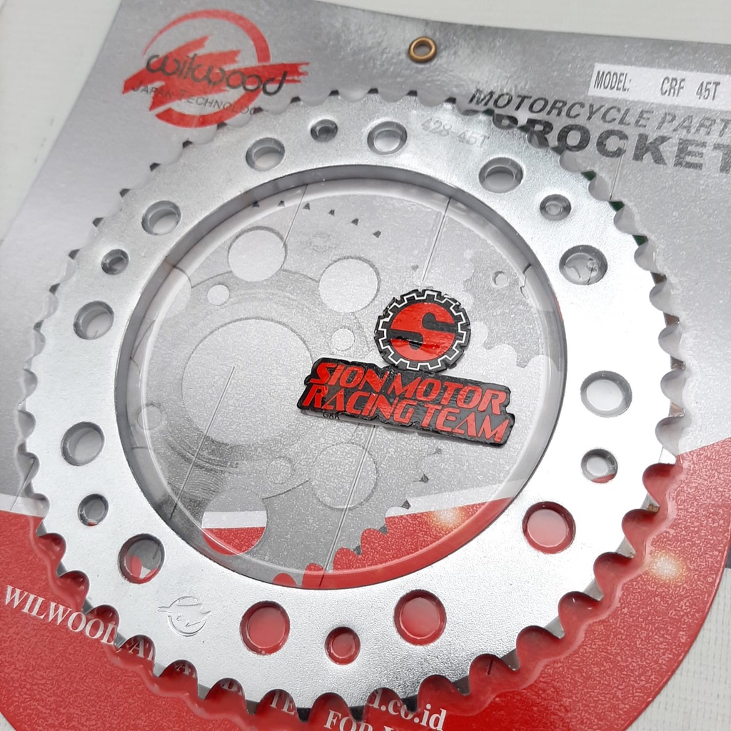 Gir Gear Belakang / Rear Sprocket Honda CRF 150 Wilwood Chrome 428 - 45T-2