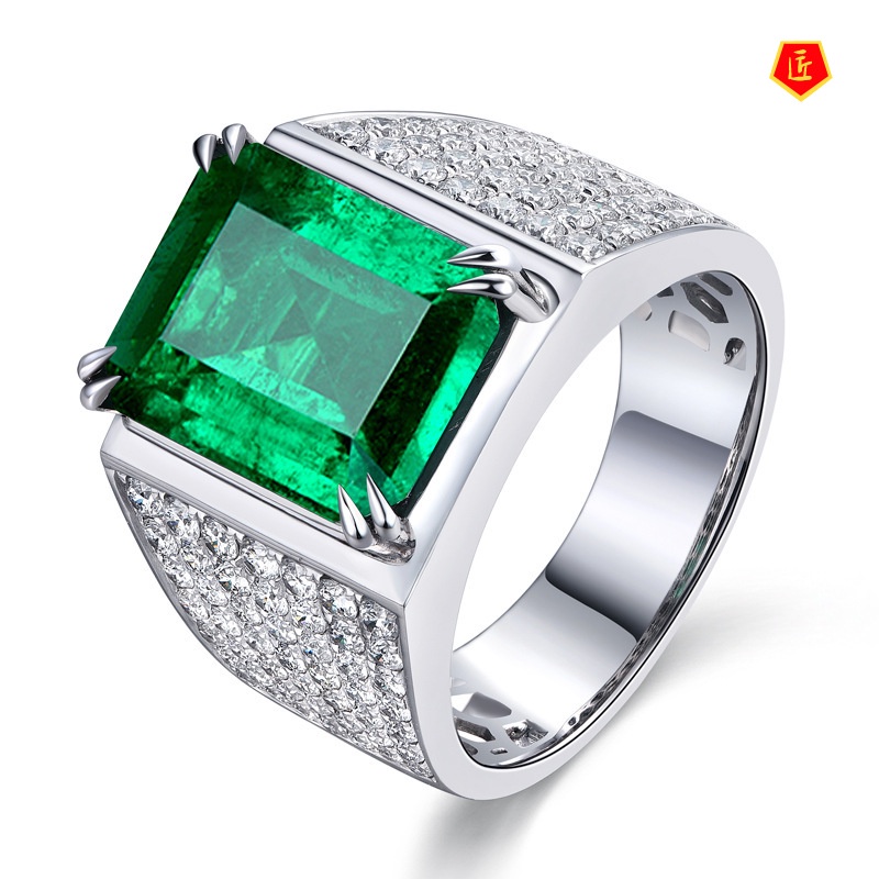 [Ready Stock]Fashion Personality 8 Karat Green Gem Ring