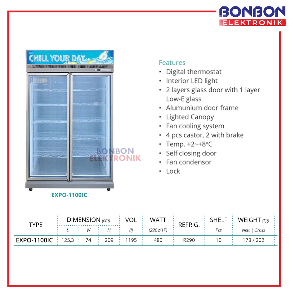 GEA Showcase Display Beer Cooler EXPO-1100IC 1195 Liter / EXPO 1100IC