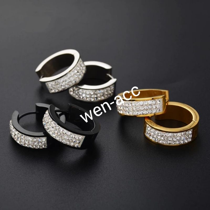 Anting Titanium Anting Permata Anting Emas Silver dan Hitam