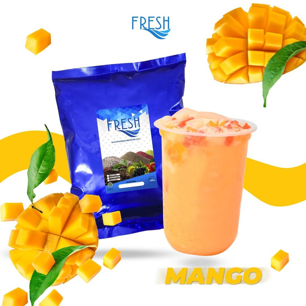 

BAHAN MINUMAN RASA SERBUK MINUMAN ANEKA RASA BUAH MANGGA FRESH POWDER DRINK KEMASAN 500gram dan 1Kg