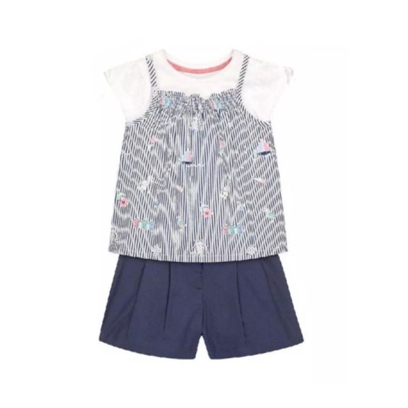 MOTHERCARE SALE, nautical navy striped top, t-shirt and short set girl