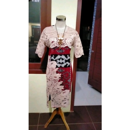 DRESS BROKAT TENUN FASHION TROSO JEPARA, DRESS CASUAL BROKAT TENUN ETNIK JEPARA, DRESS TENUN KOMBINA