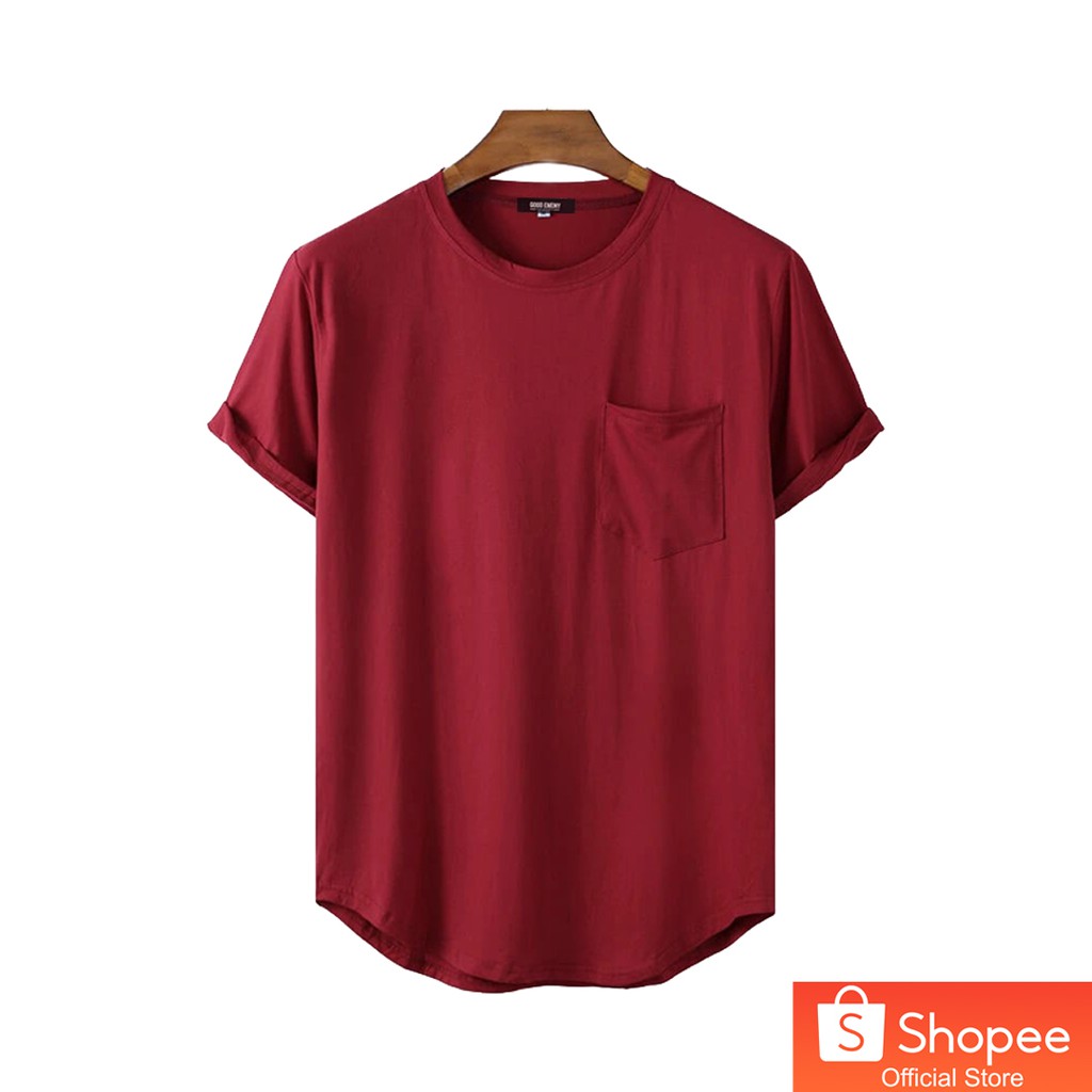BASIC POCKET MAROON - Kaos Polos Pria/Cowok Saku Lengan Pendek Crew Neck Premium Original - Menstyle