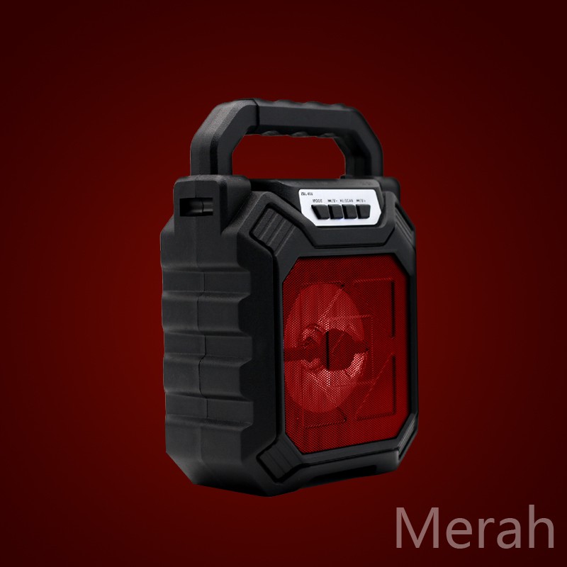 [UOOK] Speaker Portable Bluetooth Nirkabel Mic Salon Mini LED Disco Bass Wireless USB TF-Card BT15-Merah