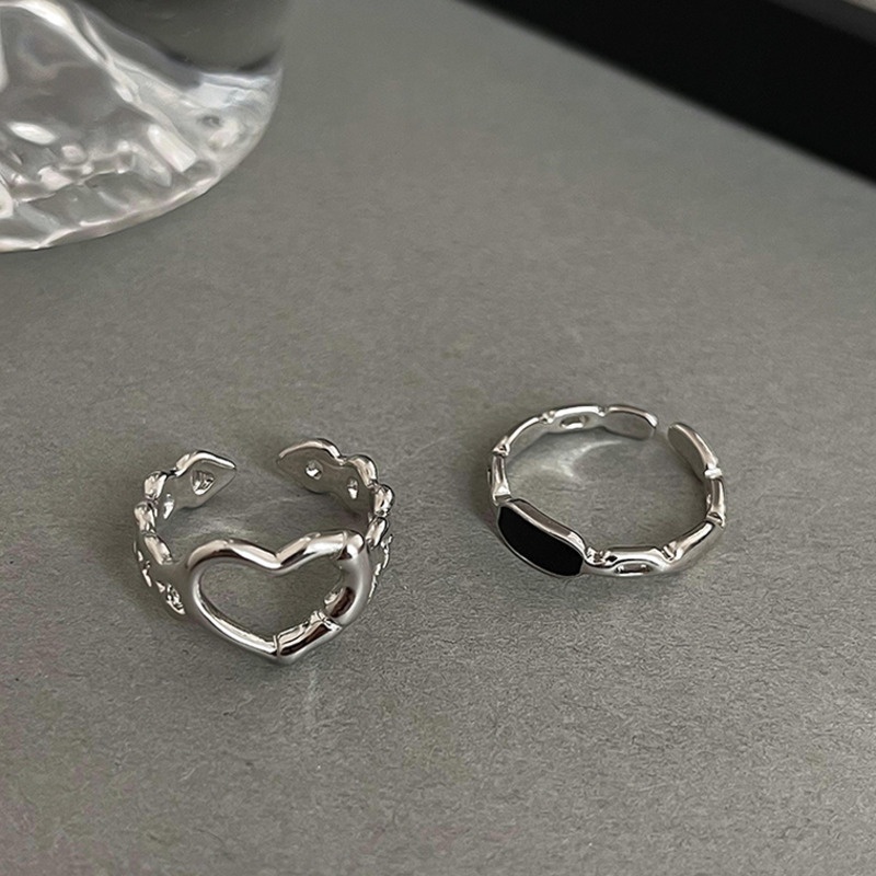 Cincin Model Terbuka Desain Hati Hollow Gaya Simple Untuk Wanita