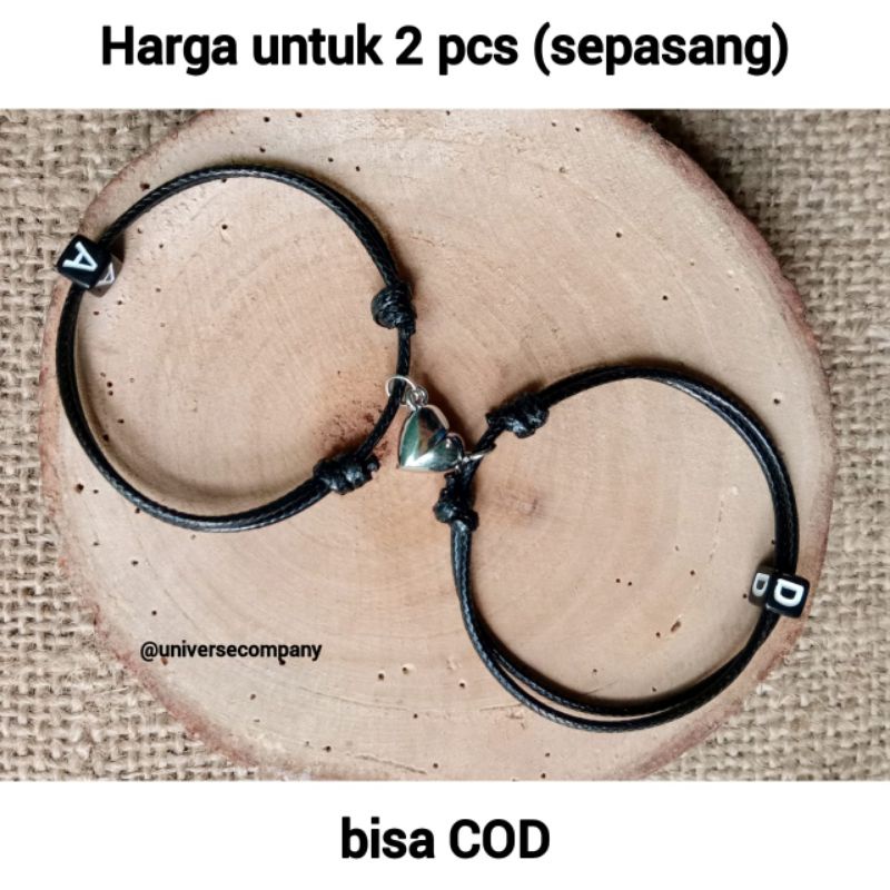 [UC] 2 PCS GELANG MAGNET COUPLE INISIAL / GELANG MAGNET BENTUK LOVE COUPLE INISIAL / GELANG TALI KOREA / GELANG INISIAL