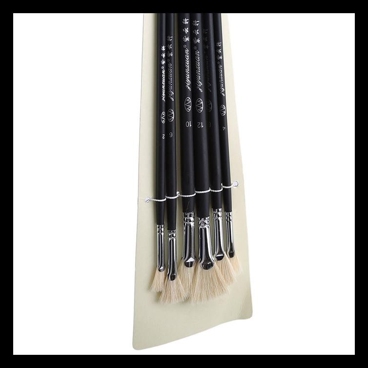 

New Produk 6Pcs / Set Kuas Cat Air / Minyak Bahan Nilon Lembut Untuk Melukis /