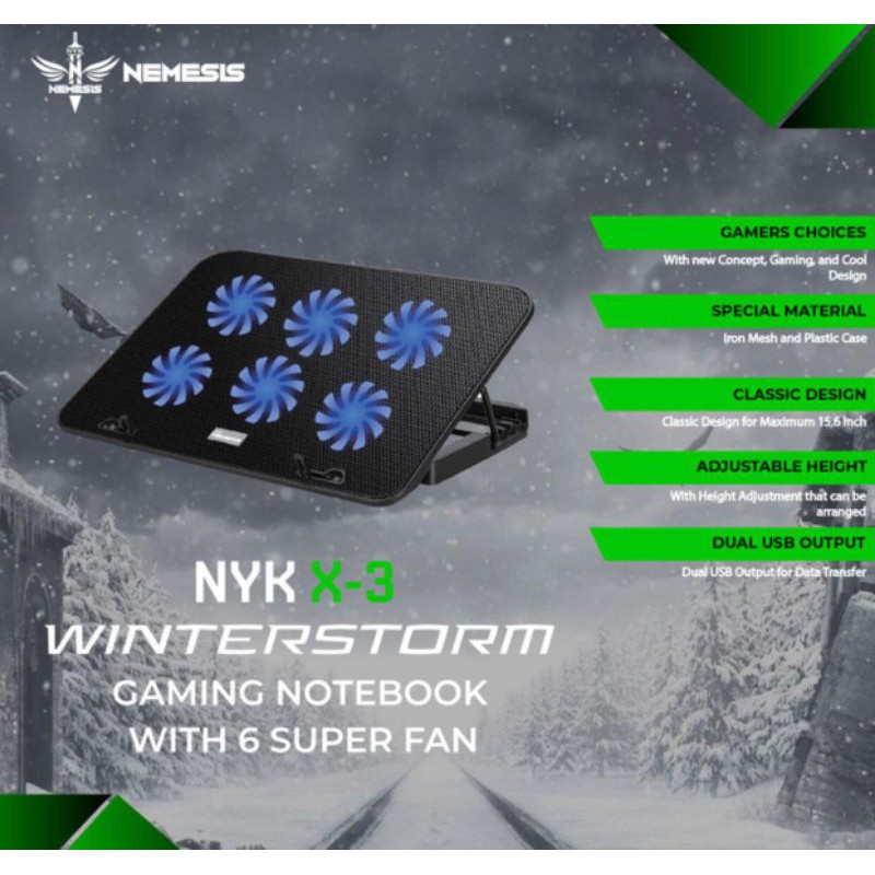 NYK X3 WINTERSTORM Gaming Notebook Cooling Pad