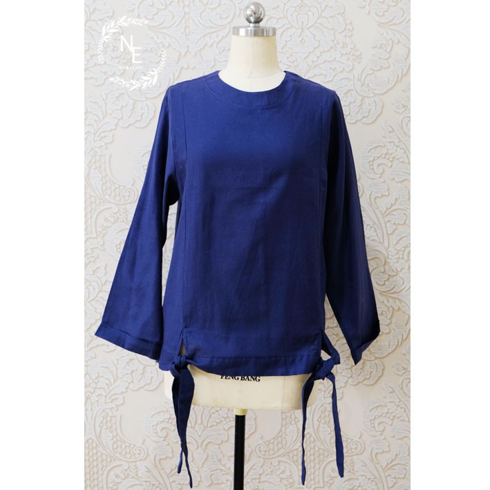BAJU ATASAN BASIC BLOUSE WANITA MUSLIM & CASUAL - NANA TOP-NAVY
