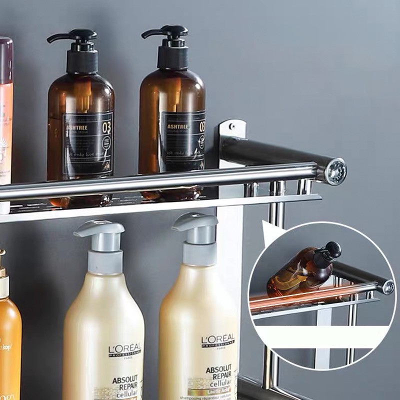KH Rak Penyimpanan Peralatan Mandi Premium Bahan Stainless Steel Tebal Aksesoris Dekorasi Kamar Mandi