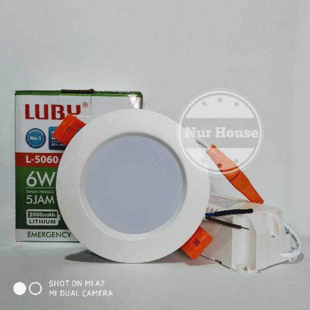 lampu downlight led luby plus emergency 6 watt L-5060 emergency panel led