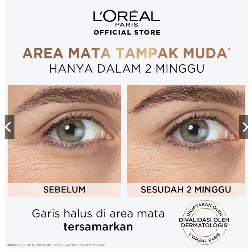 L'Oreal Paris Triple Roller 2.5% Hyaluron + Caffeine Eye Serum – Hyaluronic Acid Loreal Serum Mata
