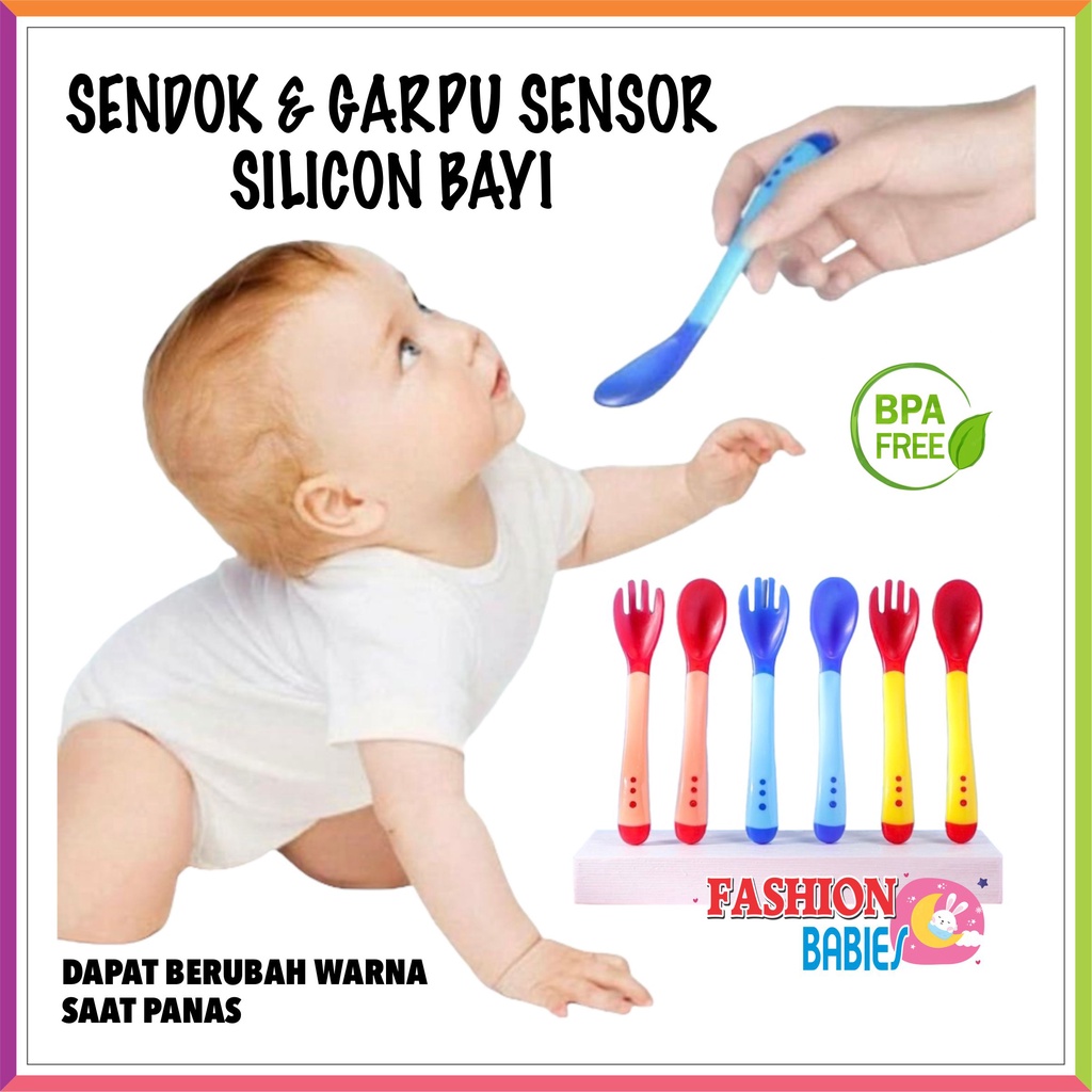 SENDOK SILICON MAKAN BAYI | SENDOK GARPU SENSOR PANAS ❤ Fashionbabies ❤