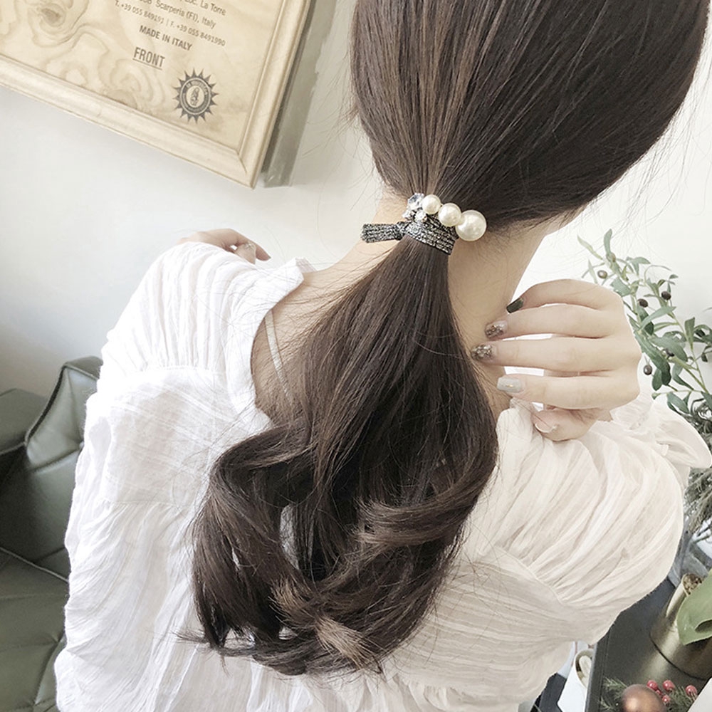 1pcs Korean Hair Elastic Rope Ponytail Holder Sweet Elegant Pearl