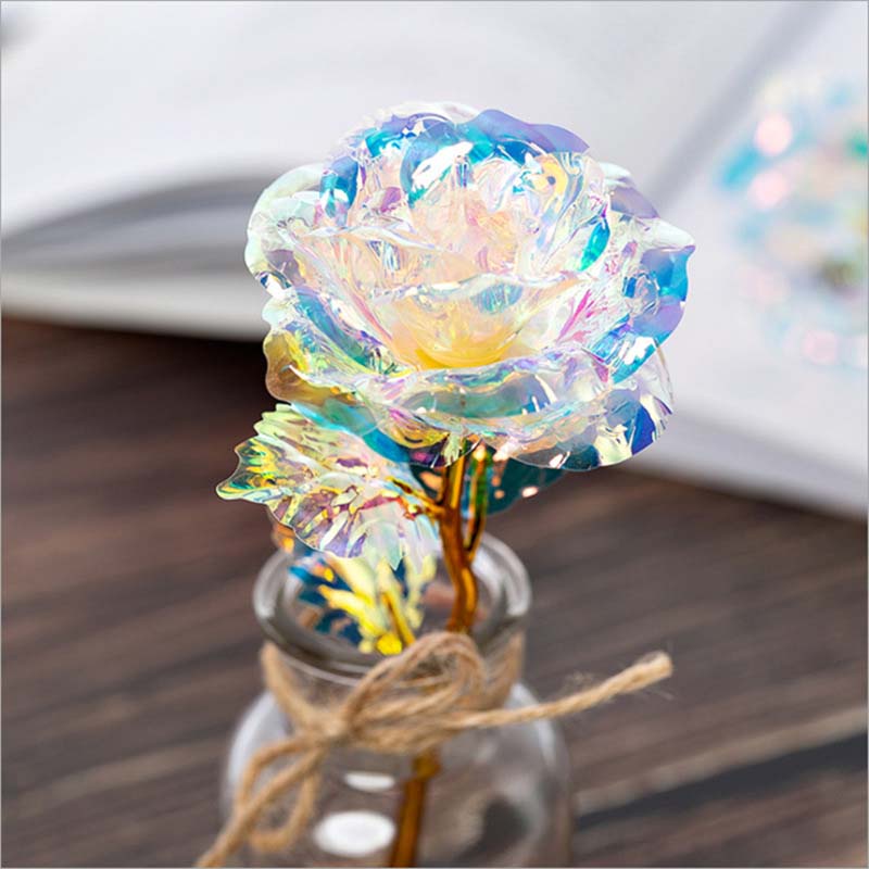 Fadeless Plastic Roses with LED Luminous Galaxy for Valentine's Day