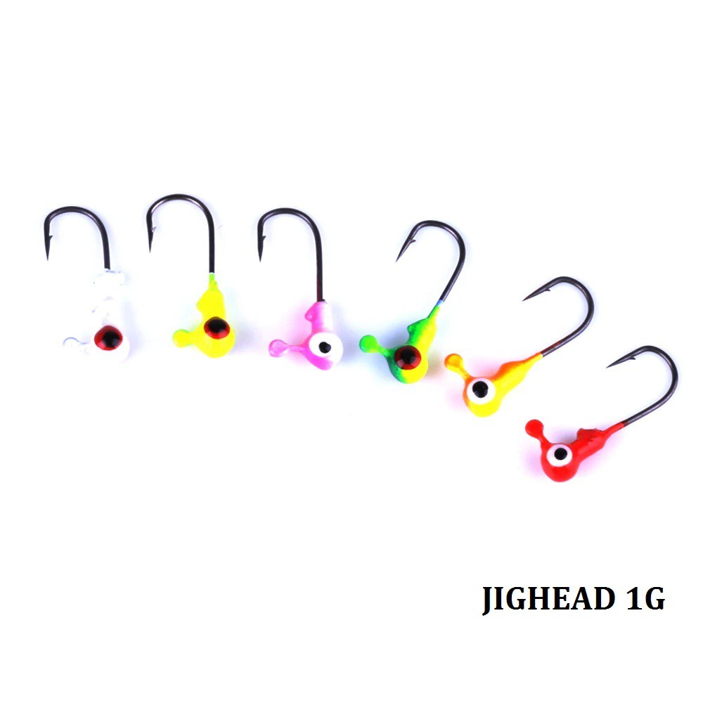 Jig head Kail Soft lure Worm Bait Mix Warna colour 1g 3.5g 5g 7g 10g